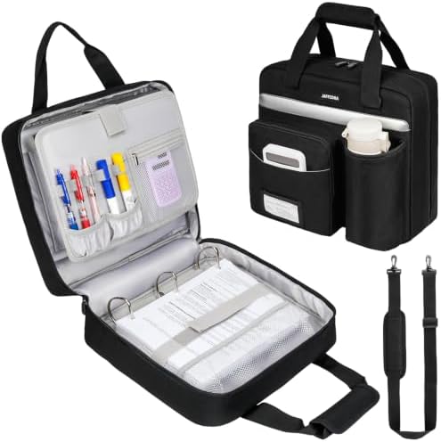 3 Ring Zipper Binder Bag, 3 Inch D-Ring 700 Sheet Capacity, Portable File Organizer with Removable Shoulder Strap & Multiple Pockets for School Office Travel Summer Study Back to School,Black by Jaffzora