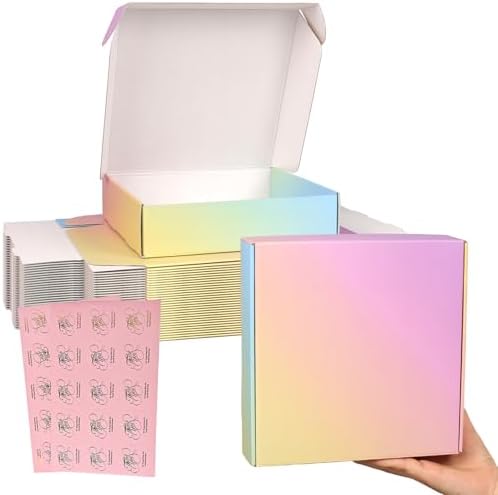 Shipping Boxes for Packaging 8x8x2", 30 Pack Colorful Corrugated Cardboard Boxes, Mailing Boxes for Small Business by OitiO