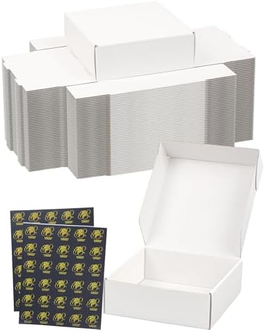 6x6x2 Inch Shipping Boxes, Set of 50, White Corrugated Cardboard Boxes, Mailer Packaging Boxes for Small Business Gift Literature Shipping by TryDrem