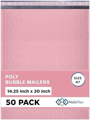 Light Pink Bubble Mailers 14.25x20 Poly Padded Envelopes #7 50 Pack by MAILERVIEW