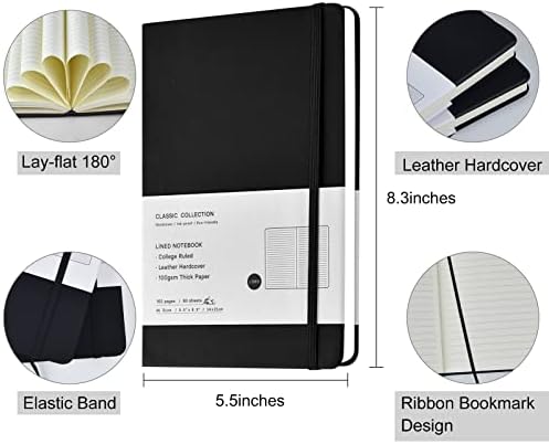 Coopay 12 Pack A5 Journal Notebooks Bulk, 160 Pages, 100GSM Thick Paper, 8.3 x 5.5 inch Hardcover Lined Leather Journals for Writing Office School Business,Bulk Notebook for Work Men Women (Black) - Image 2