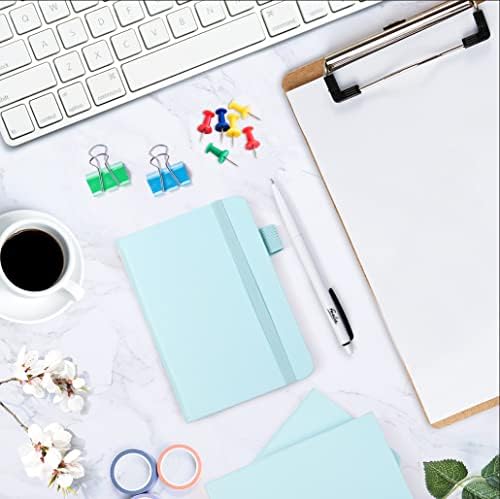 feela 15 Pack Pocket Small Notebooks Bulk, Mini Cute Memo Notepads Hardcover College Ruled Lined Journals with Pen Holder for Women Girls Office School, with 15 Black Pens, 3.5”x 5.5”, A6, Sky Blue - Image 4