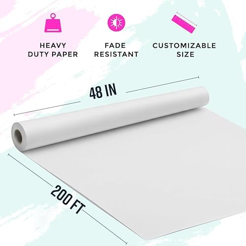 Bryco Goods 48" x 2400" (200') White Kraft Paper Roll - Made in USA - Craft Paper for Bulletin Board Art Table Covering Drawing Gift Wrapping Bouquet Packing Parcel 80GSM - Image 2