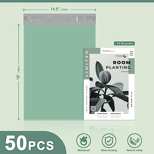 Metronic Poly Mailers 14.5x19 50PC Large Shipping Bags in Grayed Jade Green - Image 4