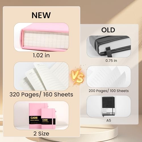 CAGIE Pink Journal Notebook for Women Leather Journaling Diary Daily, A5 - Image 3