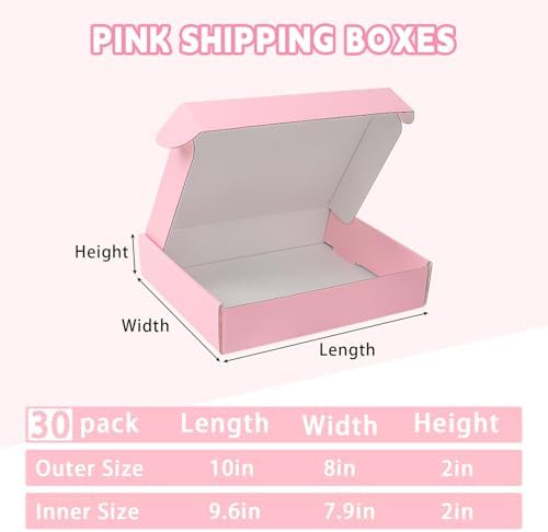 10x8x2 Pink Shipping Boxes 30 Pack, Mailing Boxes for Small Business, Corrugated Cardboard Literature Mailers - Image 2
