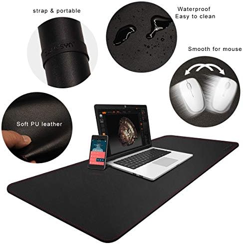ZORESYN Large Leather Desk Pad 47.2"x23.6", Black - Image 4
