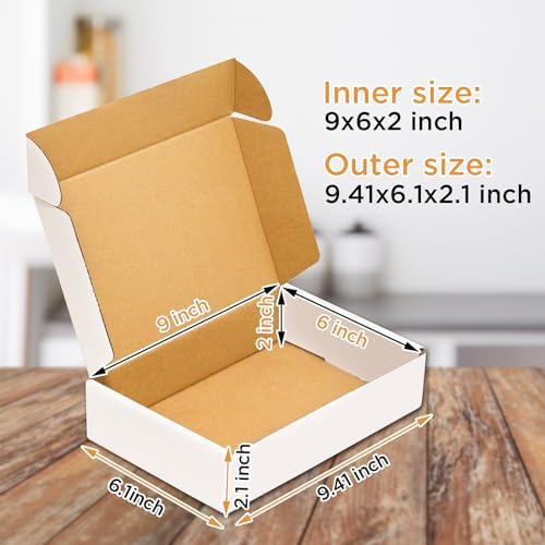 50 pack Small Shipping Box,9x6x2'',Corrugated Mailer,Cardboard Box, White - Image 2