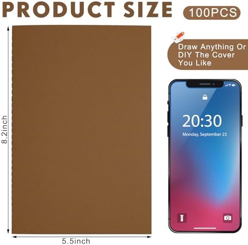 Mimorou 100 Pcs A5 Journals Notebooks Bulk,Dark Brown,Lined - Image 2