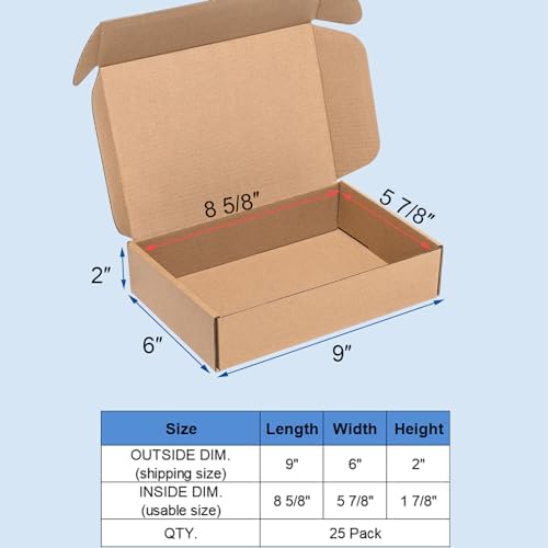 Wowxyz Shipping Boxes 9x6x2" 25 Pack Brown Corrugated Cardboard Box - Image 2