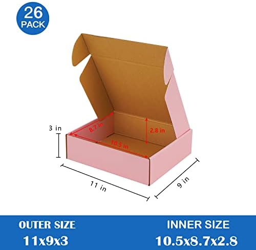 26 Pack 11"x9"x3" Pink Shipping Boxes - Image 2