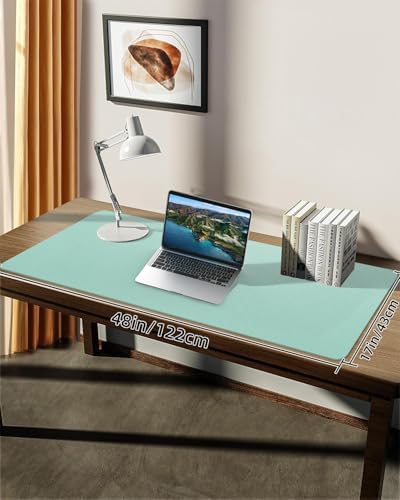 Leather Desk Pad Protector, Large Desk Mat, Mouse Pad, Non-Slip PU Leather Desk Blotter,Desk Cover mat,Desk mat for Keyboard and Mouse,Mat for Office&Home (Turquiose, 48" x 17") - Image 7