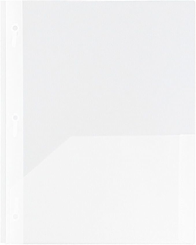JAM PAPER Plastic 2 Pocket POP Folders - Durable School Folders with Metal Prongs Fastener Clasps - Clear - 12/Pack - Image 4