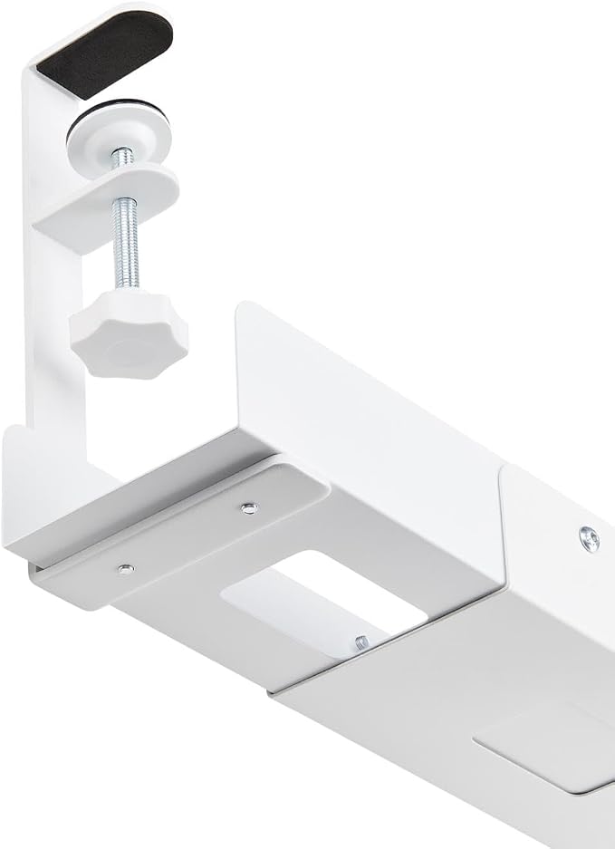 StarTech Under Desk Cable Management Tray, White (CALW-Desk-Cable-Tray) | Clamp-On Installation, No Drilling Required, Length Adjustable - Image 6