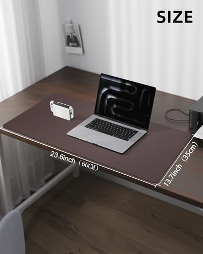 AFIING Desk Pad Protector 23.6" x 13.7" - Non-Slip Waterproof PU Leather Desk Mat for Mouse, Keyboard, Laptop, Office and Home Workspace (Coffee Brown) - Image 5