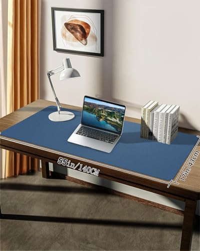 Large Desk mat, Leather Desk Pad Protector,Office Desk Mat,Mouse Pad, Non-Slip Desk Blotter, Laptop Desk Pad, Waterproof Desk Writing Pad for Office&Home (Grey Blue, 55" x 17") - Image 7