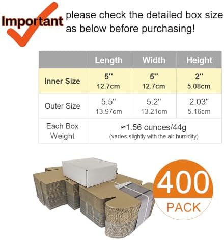 400 Pack 5x5x2'' Small Shipping Boxes, Corrugated Cardboard Mailers for Business, White (CM552-400) - Image 2