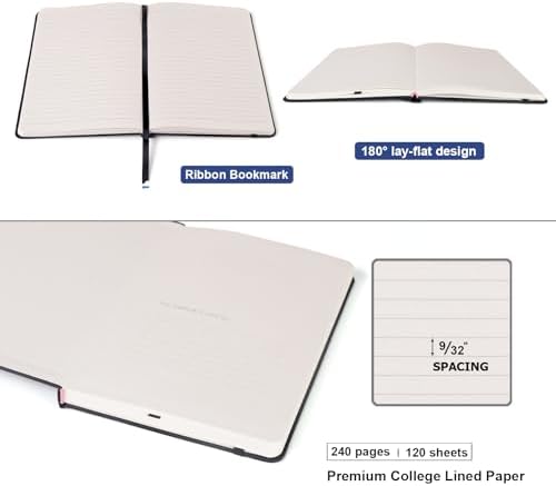 Comix 6 Pack Lined Journal Notebooks for Work, 240 Pages, 5.5"x8.3", Black - Image 3