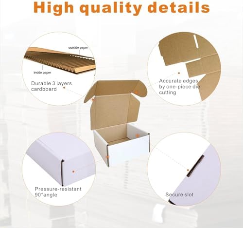 50 Pack 4x4x2'' Small Shipping Boxes, Corrugated Cardboard Mailers for Business, White (CM442) - Image 5