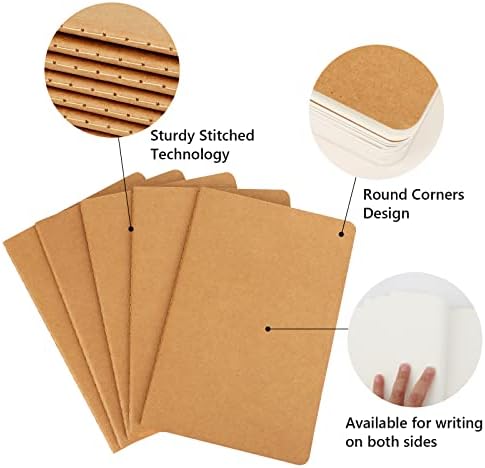 EUSOAR Blank Paper Notebook, 36pcs A5 5.5"x8.3" 60 Pages Soft Cover Kraft Subject Journal Diary Notebooks, Writing Note Pads Sketchbook Memo Composition, for School Office College - Image 4