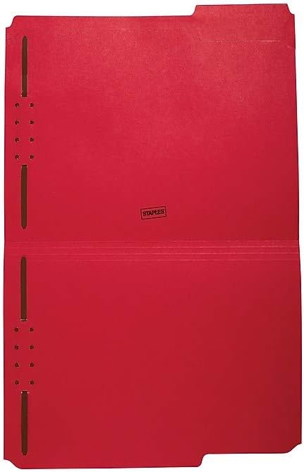 Staples Reinforced Tab Fastener Folder, Letter Size, Red Pressboard, Durable Construction, 50/Box - Image 3