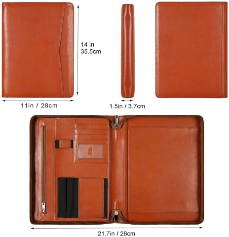 DUKE&COW Personalized Vegan Leather Portfolio for Men, Brown, A4 Writing Pad Holder Organizer - Image 3