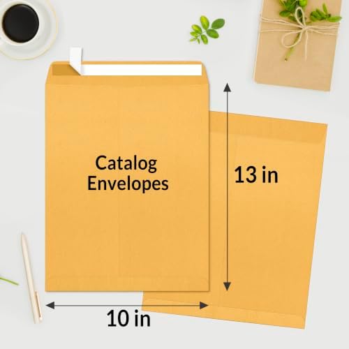 SUNEE 10x13 Manilla Envelopes, 28lb Brown Kraft, Ultra Strong Quick-Seal Security Catalog Mailing Envelopes for letter Size Documents or Photos, 100 Count - Image 2
