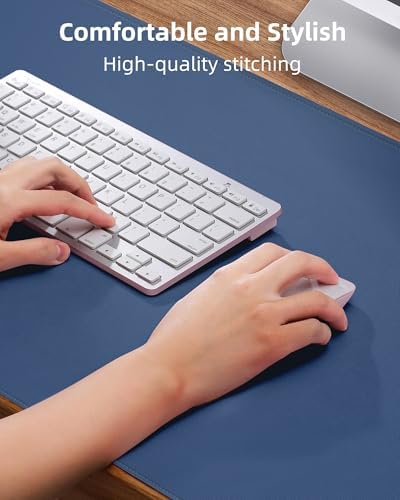 AFIING Desk Pad Protector 23.6" x 13.7" - Non-Slip Waterproof PU Leather Desk Mat for Mouse, Keyboard, Laptop, Office and Home Workspace (Blue Grey) - Image 3
