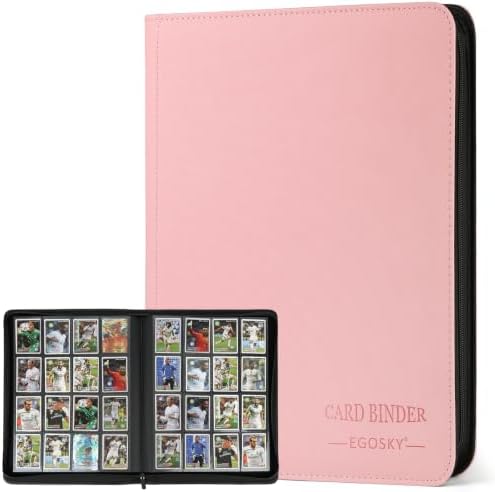 16-Pocket Business Card Binder holds 1024 Cards, Premium Diamond PU Leather Name Card Holder Organizer with Zipper, Black Sleeves Side Loading Card Book for Collectors & Office(pink) by CARDBINDER