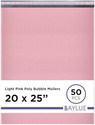 Light Pink Bubble Mailers 20x25, Poly Padded Envelopes #10, 50 Pack by BAYLUE