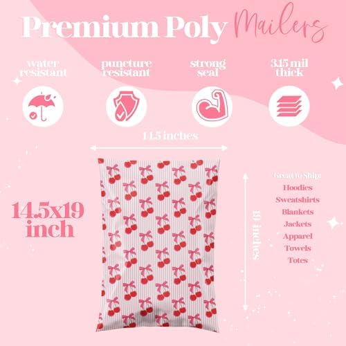 Pretty Package Store Poly Mailers 14.5x19, Cherry, 100 Pack - Image 2