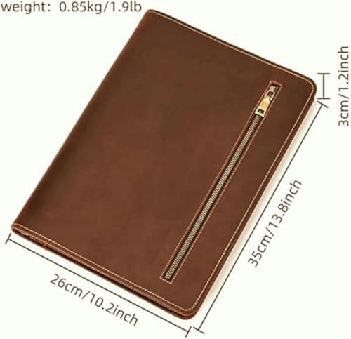 Zippered Padfolio Organizer, Leather Planner Binder, 12.9 Inch Portfolio Folder for Documents, Letter Size Business Card Tablet Document Holder for Men&Women, Brown - Image 4
