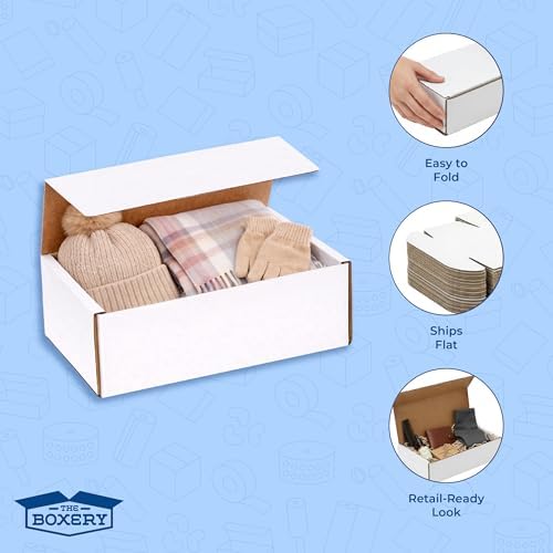 The Boxery Corrugated Mailers White Tuck Shipping Boxes (8x6x3) - Image 5