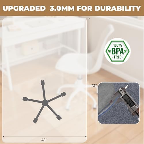 Office Chair Mat, 48" x 72" Delivered Flat Desk Floor Mat for Carpeted Floors - Easy Chair Rolling, Heavy Duty Studded Computer Chair Mat for Carpet - Image 6