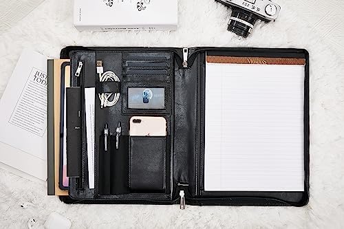 Leather Portfolio for Men, Personalized Leather Portfolio with Zipper, Customized Portfolio Organizer, Vegan Leather Padfolio for Women, Custom - Image 7