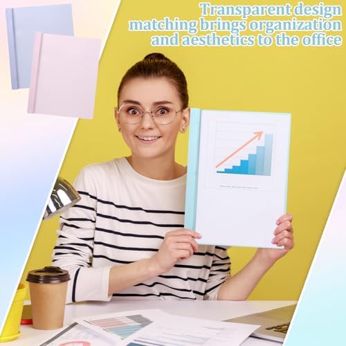24 PCS Pastel Plastic Report Covers with 3 Prongs Clear Front Presentation Folders 3 Prong Folders for Resume Portfolio Document Report Letter Proposal School Classroom Office Supplies (Pastel) - Image 6