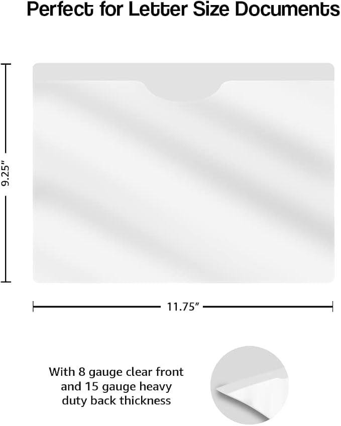 White Plastic Folders with Pockets and Clear Cover, Doctor Stuff, Letter Size, Top Loading Vinyl File Folders, Job Jacket, Documents Holder, Pack of 100 - Image 2
