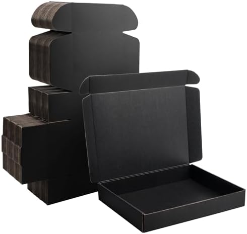 13x10x2 inch Black Shipping Boxes for Small Business- Set of 25 by Yidomto