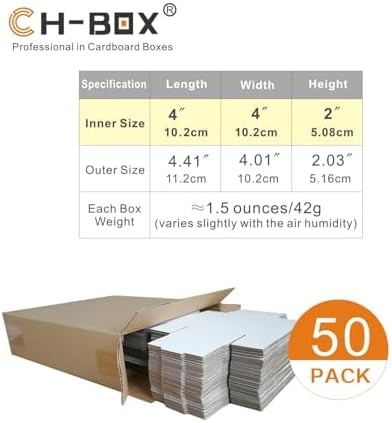 50 Pack 4x4x2'' Small Shipping Boxes, Corrugated Cardboard Mailers for Business, White (CM442) - Image 4