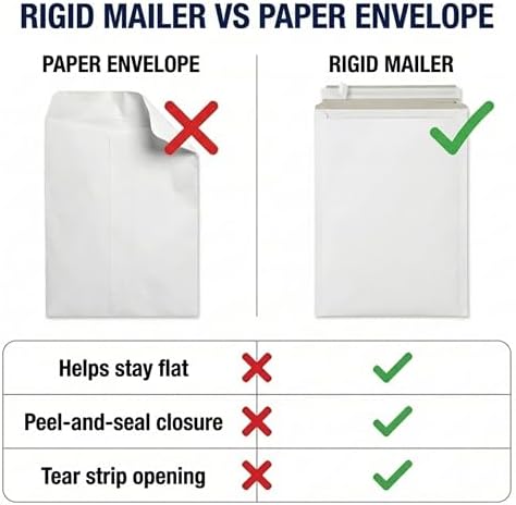 BOX USA Rigid Mailers 12.75 x 15 (100-Pack) - Cardboard Mailer Envelopes for Photos, Artwork, Certificates - Stay Flat - Image 6