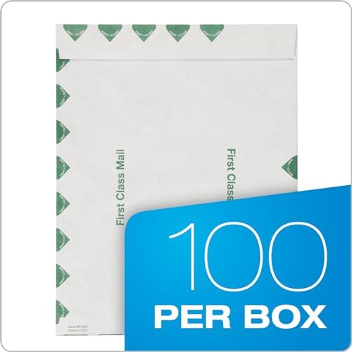 Quality Park Tyvek Envelopes, 100 Pack, Large 10 x 13 Envelopes, First Class Border, Easy-to-Open Tamper Evident Pull Strip, Rip, Puncture & Water Resistant Self Sealing Mailing Envelopes, White - Image 6