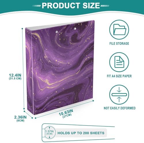3 Ring Binder 1.5 Inch Clipboards Binders with Interior Pockets Round Ring Binder for Office Supplies and School - Image 4