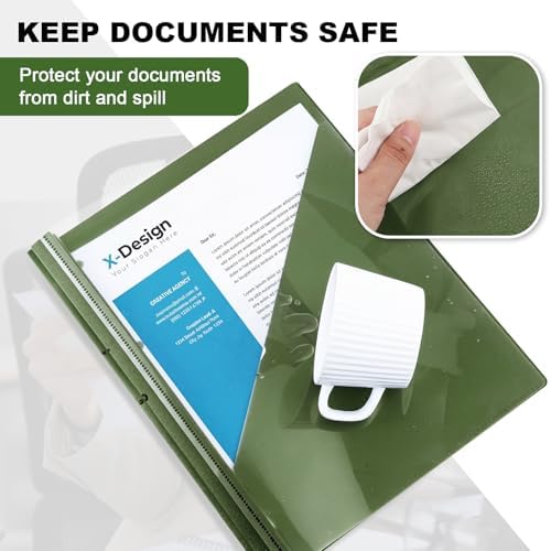 Teling Clear Report Cover with 3 Prongs, Plastic Report Presentation Folders 90 Sheet Capacity Resume Document Covers for School Office(Dark Green,24 Pcs) - Image 5