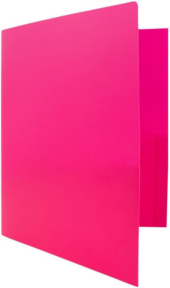 JAM PAPER Heavy Duty Plastic 2 Pocket Extra Tough School Folders - Fuchsia Hot Pink - 3/Pack - Image 3