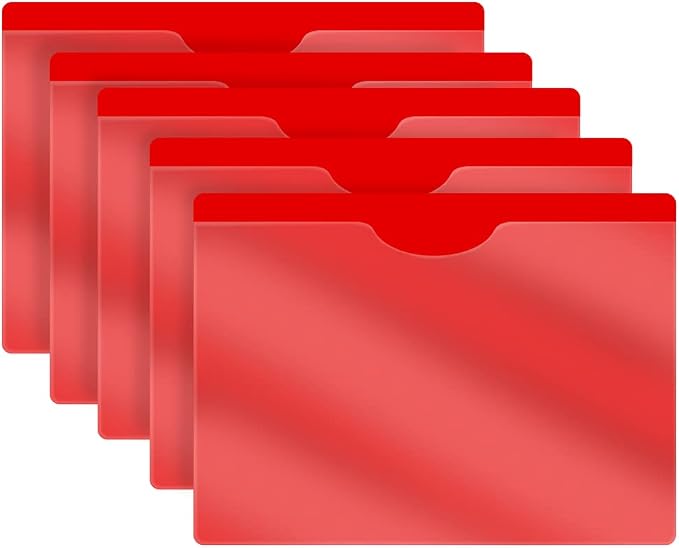Red Plastic Folders with Pockets and Clear Cover, Doctor Stuff, Letter Size, Top Loading Vinyl File Folders, Job Jacket, Documents Holder, Pack of 100 by DoctorStuff