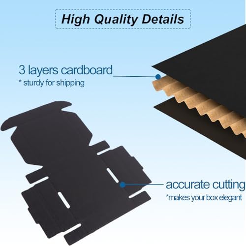 ROTCH 200 Pack 4x4x1'' Small Shipping Boxes, Cardboard Corrugated Mailers, Black (M441-200-B) - Image 3