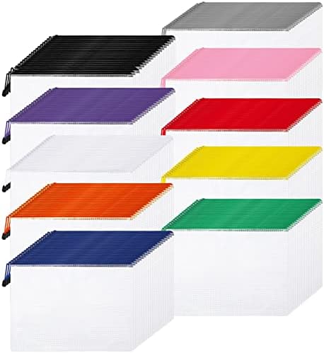 Zhehao 200 Pcs A4 Mesh Zipper Pouch Bags, Mesh Bags Bulk, Multicolor by Zhehao
