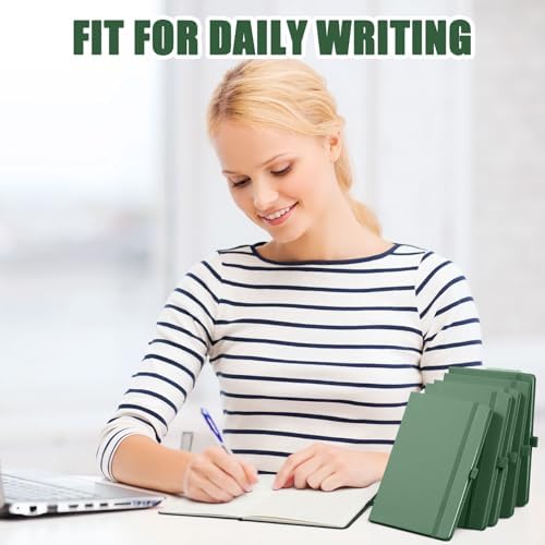 Laumoi 28 Pack A5 PU Leather Lined Notebook Journal, Green,Simple - Image 6
