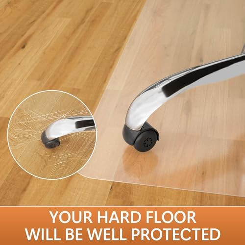 Office Chair Mat, 46"x 60" Vinyl Desk Chair Mat Clear Floor Protector Mat for Hardwood Floor/Rolling Chair Office & Home, Easy Glide and Flat Without Curling - Image 2