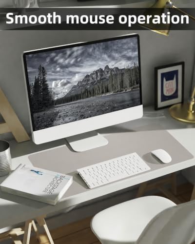 Leather Desk Protector, Laptop Mat - Non-Slip PU, Waterproof Writing Pad for Office/Home (31.5"x15.7", Light Grey) - Image 4